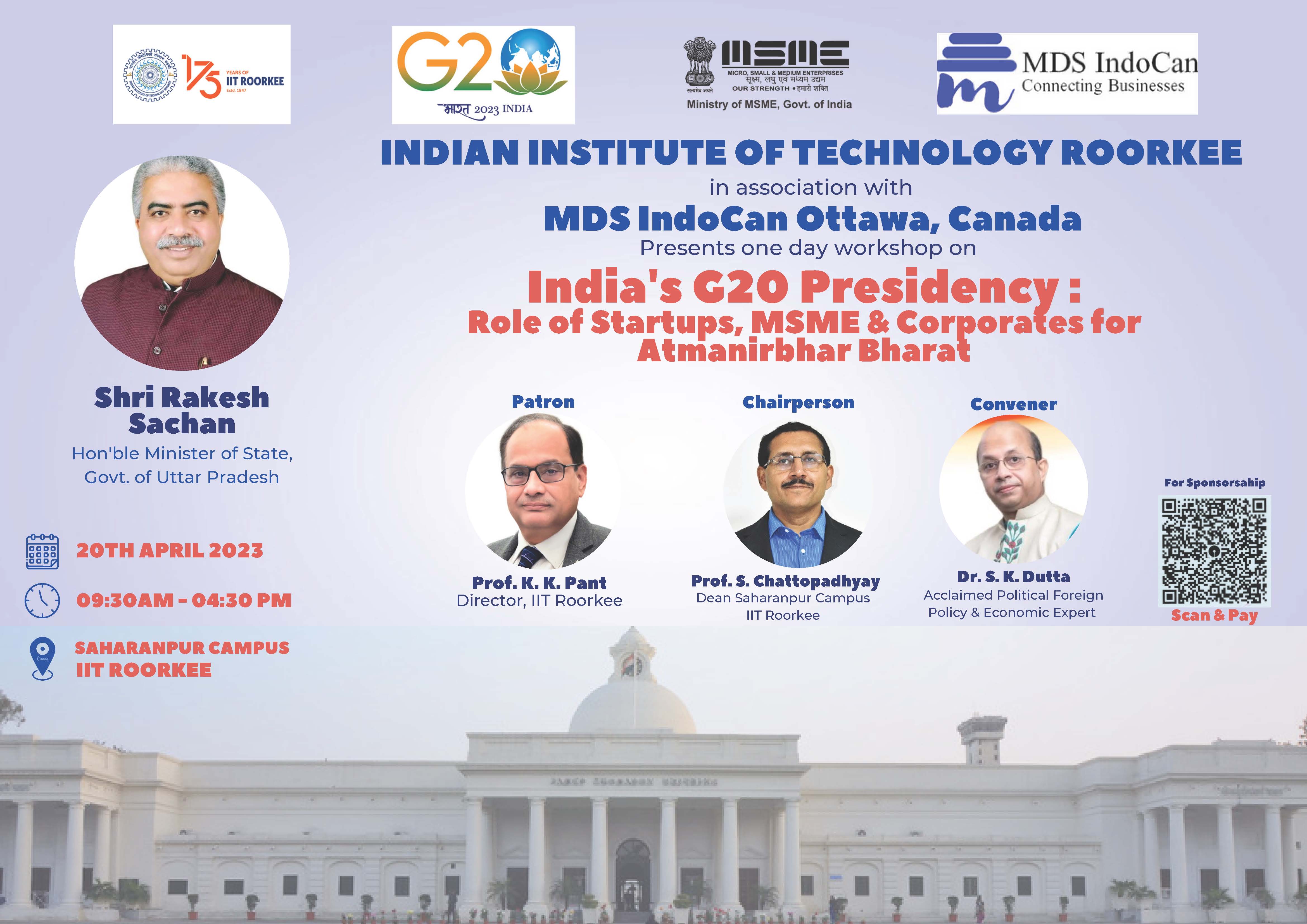 One Day Workshop on India's G20 Presidency : Role of Startups, MSME & Corporates for Atmanirbhar Bharat